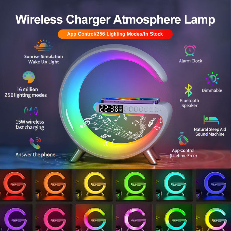2023 New Intelligent LED Lamp Bluetooth Speaker Wireless Charger Atmosphere Lamp App Control For Bedroom Home Decor